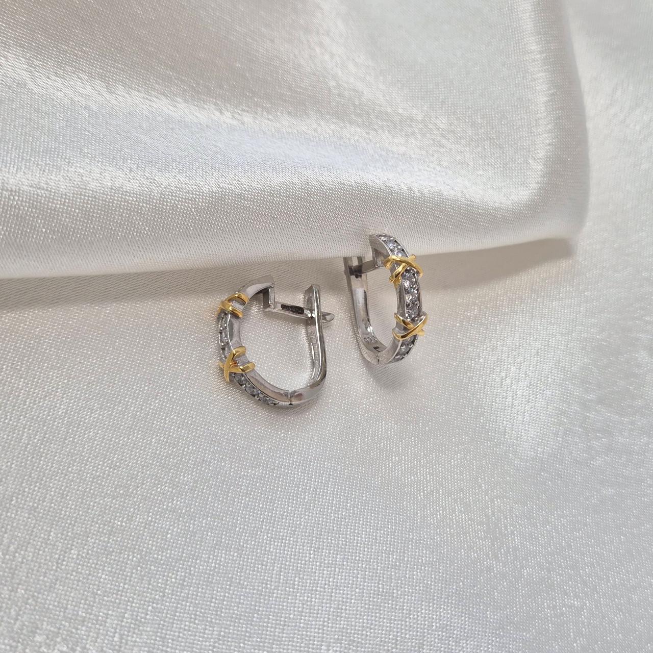Серьги дорожка с белыми камнями серебро 925 пробы позолота 3,99 г (6369/3)