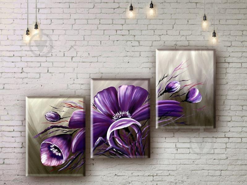 Модульная картина акрилом цветы ArtStar MHM17_3_013 размер 65 х 120 см