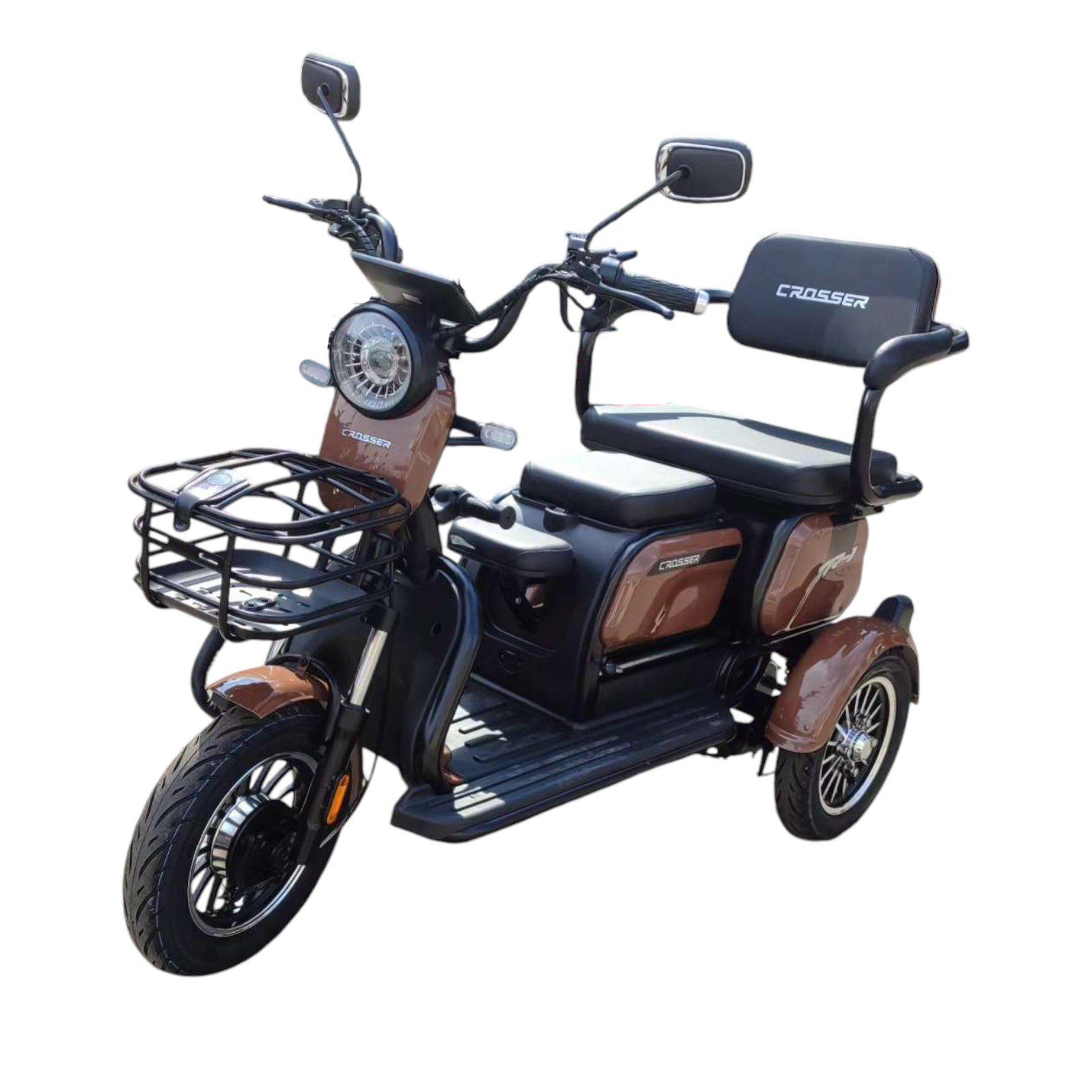 Электроскутер трехколесный Crosser TR1 PRO 1200W/72V/24Ah Коричневый