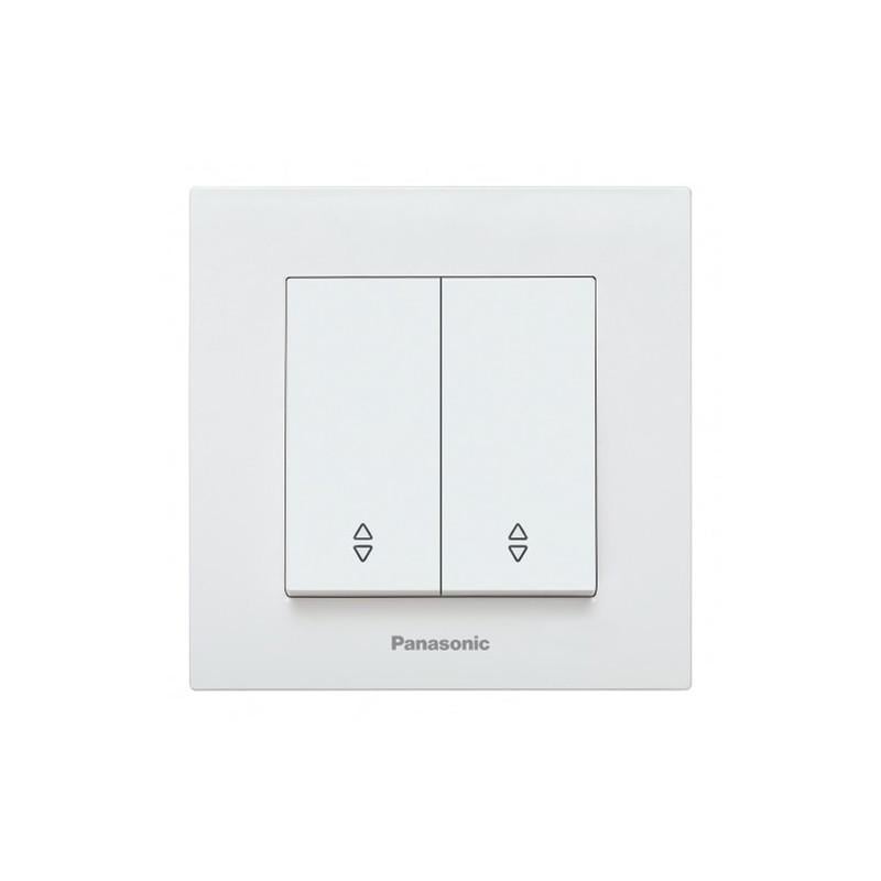 Выключатель проходной двухклавишный Panasonic Karre Plus 55 с рамкой ABS Белый (WDTC90112WH-UA1)
