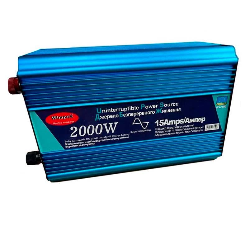 Инвертор Power Inverter Wimpex 2000W 12V-220V UPS чистая синусоида с подзарядкой (WX-2100S)