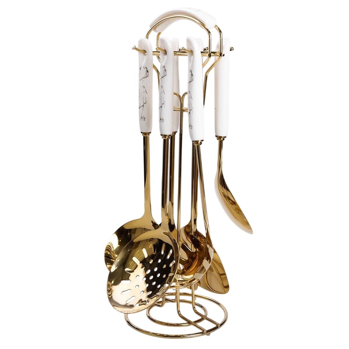 Набор кухонных принадлежностей с керамической ручкой на подставке 6 шт. (HP-20-7)