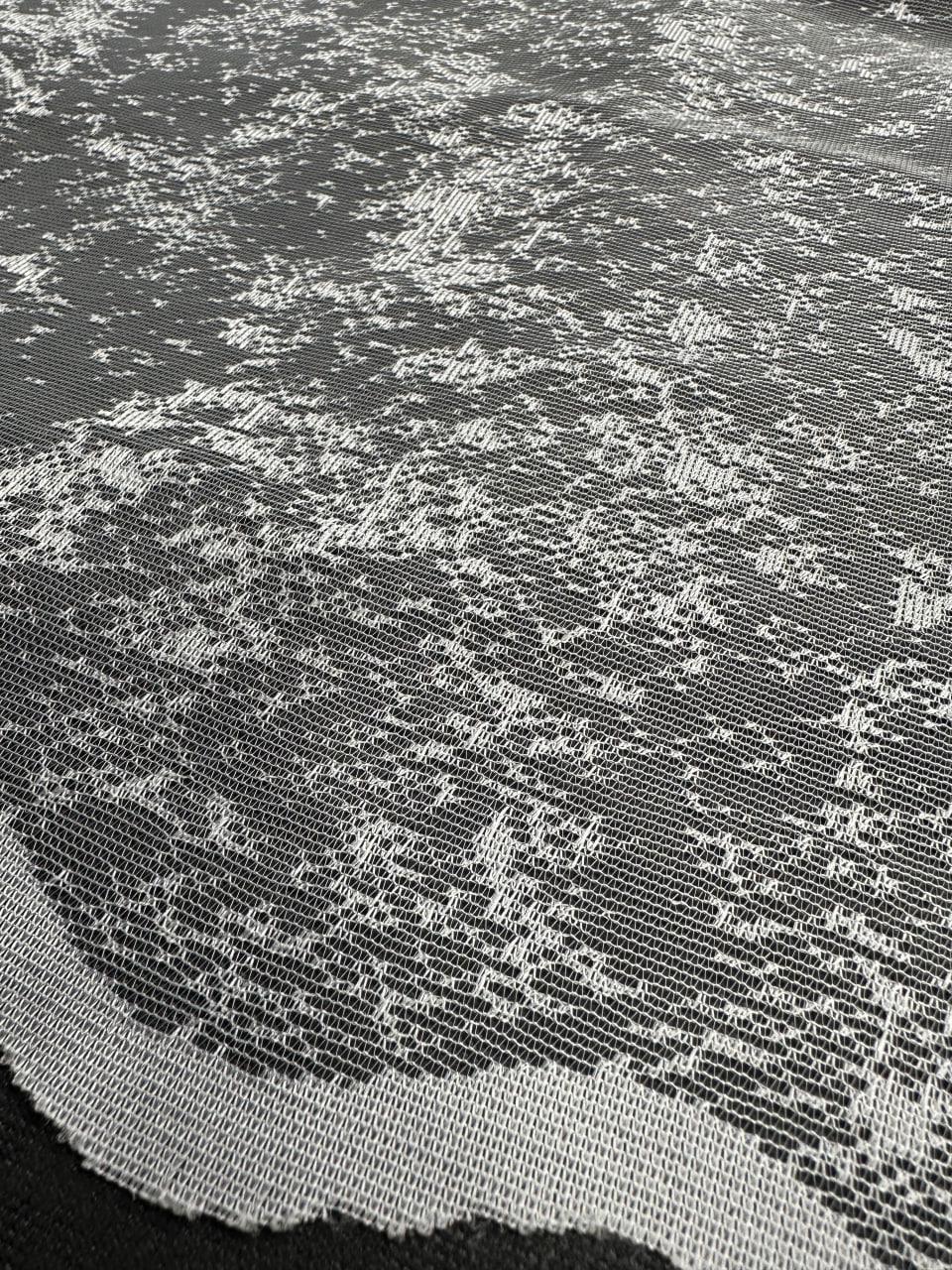 Тюль вуаль готовий Мармур на основі жакарду на тасьмі 6 см 400x250 см Білий (1147-Т46) - фото 5