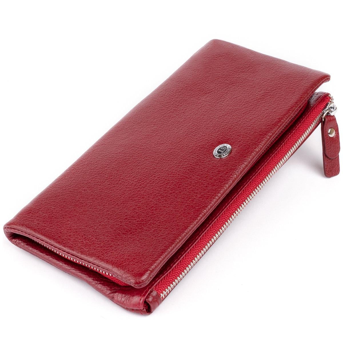 Клатч женский ST Leather 19311 с карманом для мобильного из натуральной кожи Бордовый (168-136-19311)