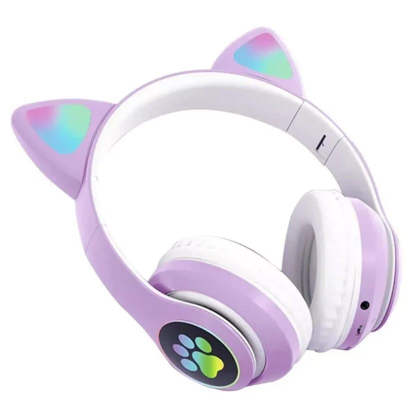 Наушники детские Bluetooth Cat Ear VZV-23M с кошачьими ушками Сиреневый (1782201535)