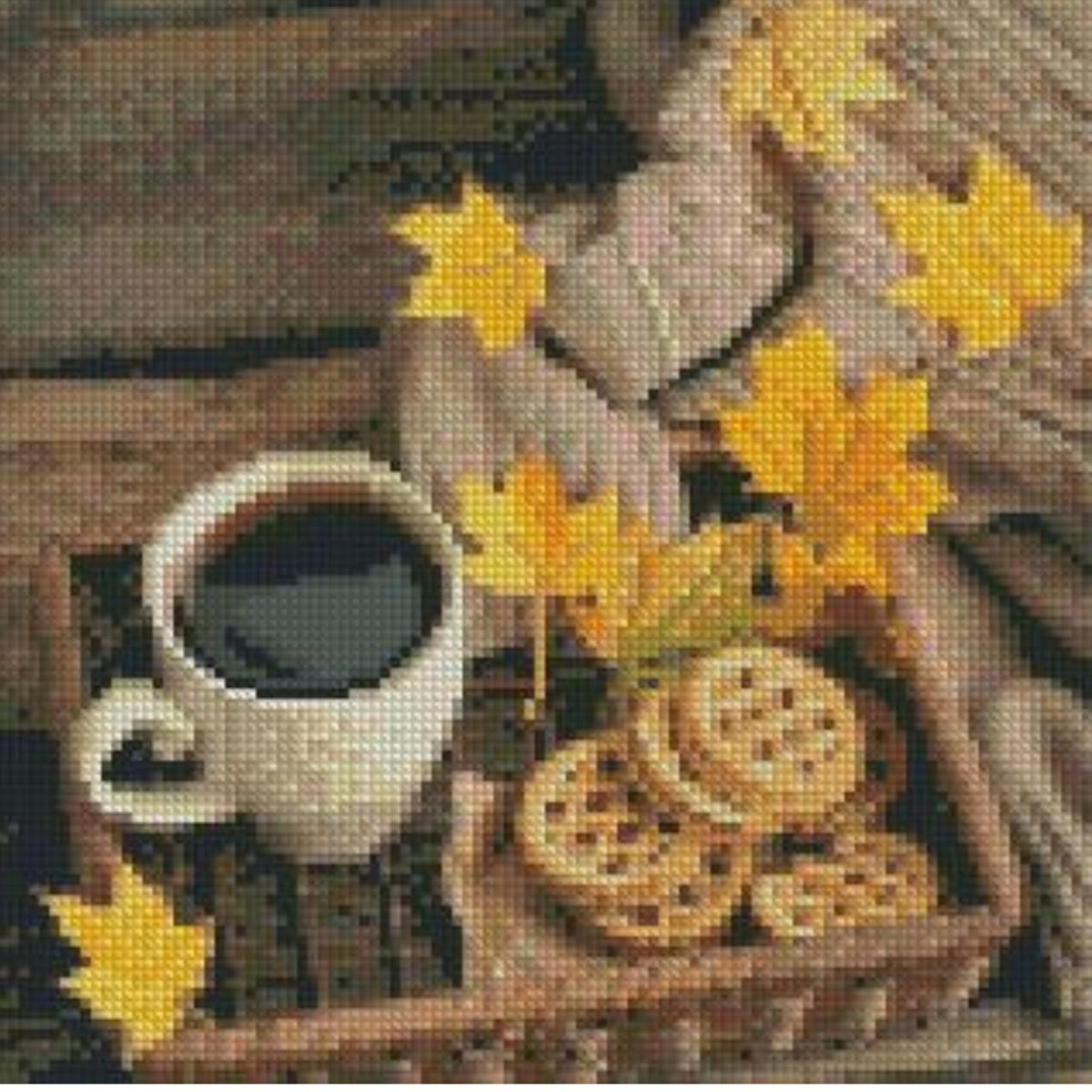 Алмазная мозаика Strateg Премиум Кофе с печеньем 30x30 см (CA-0029)