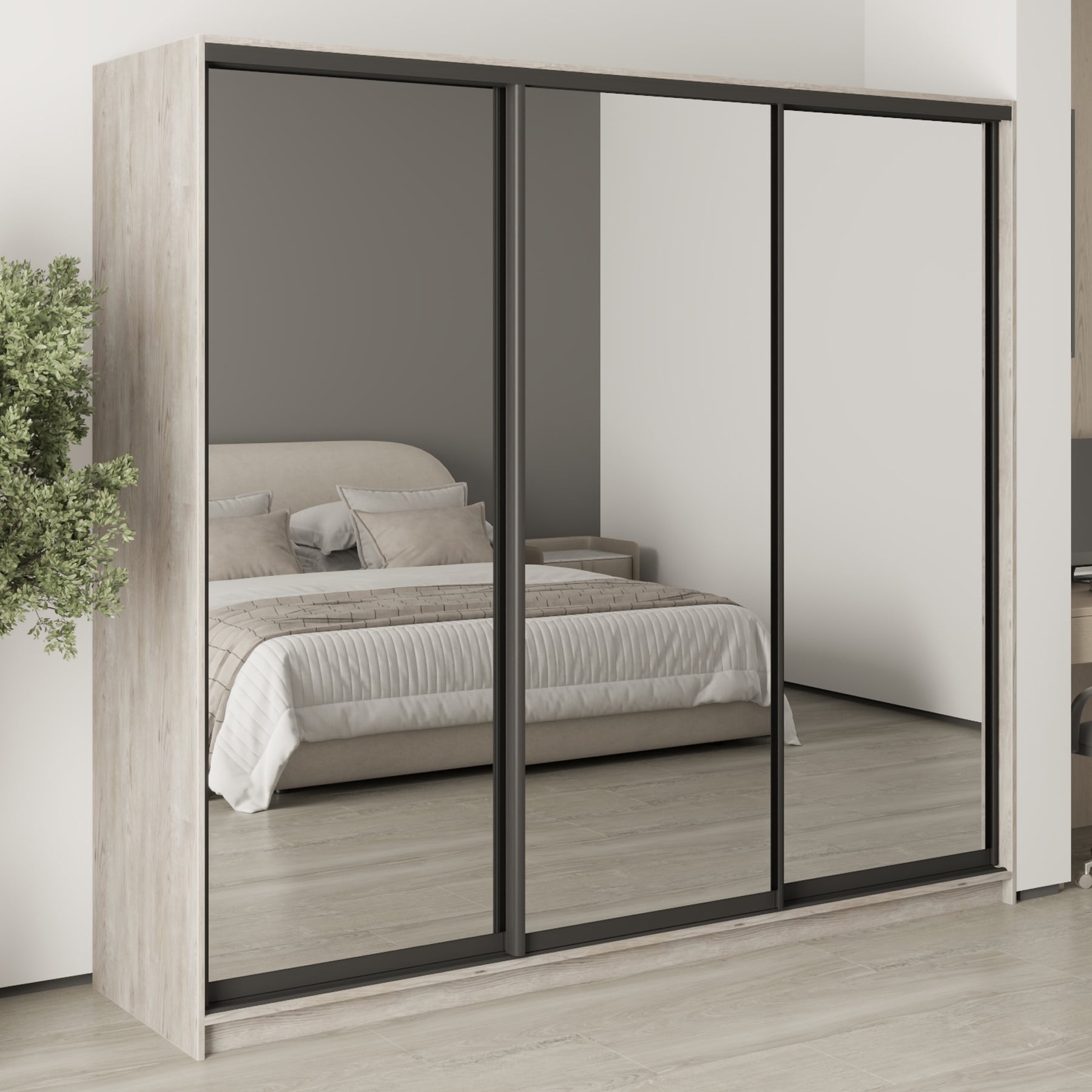 Шкаф-купе трехдверный Mebel Star Стандарт BG MBS-8501 230х45х210 см Аляска серый (1007912)