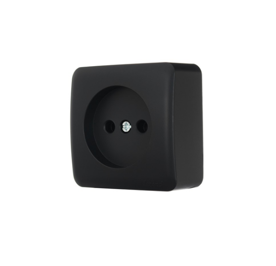 Розетка 1-я без заземления накладная Lezard VIOLA Черный/Антрацитовый (26024868)