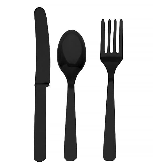 Пластиковий набір столових приладів для дітей  24 предметів Black
