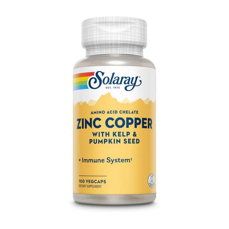 Цинк хелат с медью Solaray Zinc Copper 100 вер. капс.