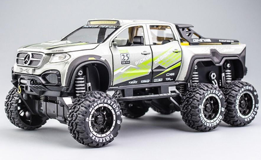 Игрушечная машинка Mercedes-Benz X-Class Pickup с большими колесами 1:28 Серый