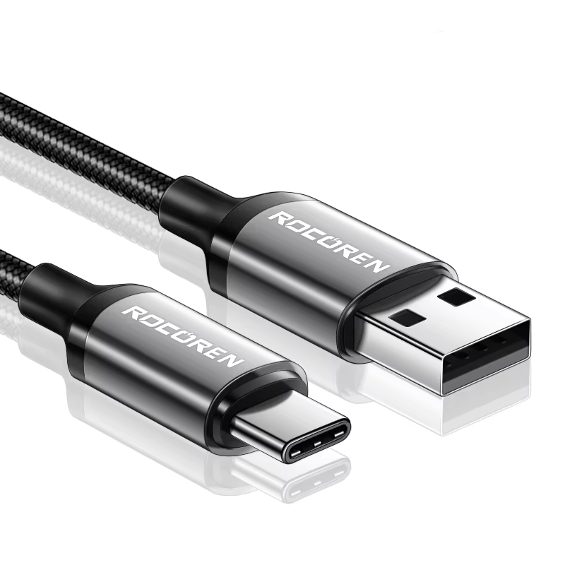 Кабель Rocoren 3A USB A-Type C 1 м Серый (RCPBAT-RT0G)