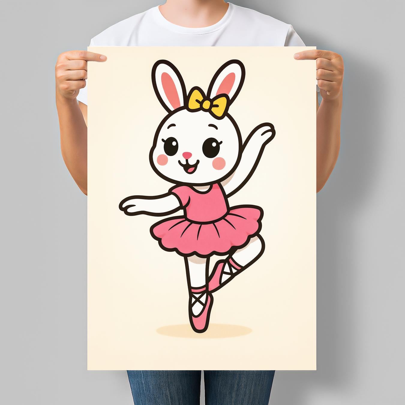 Постер для дитячої кімнати дівчинки Кролик балерина 30x42 см A3 без рамки (DYT002_A3)