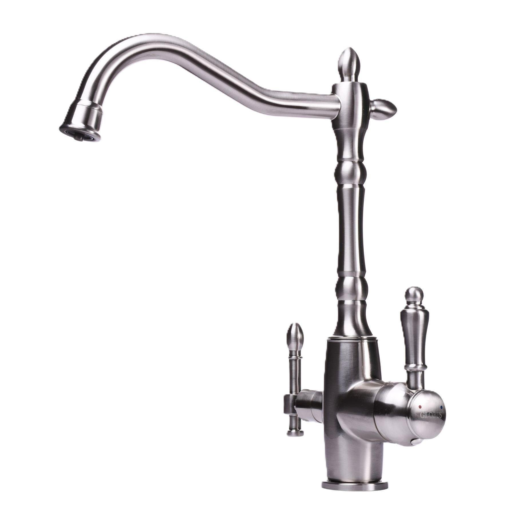 Смеситель для кухни на два выхода фильтр/вода GLux LAZER GLLR-1000-8-STSTEEL Сатин (19265)