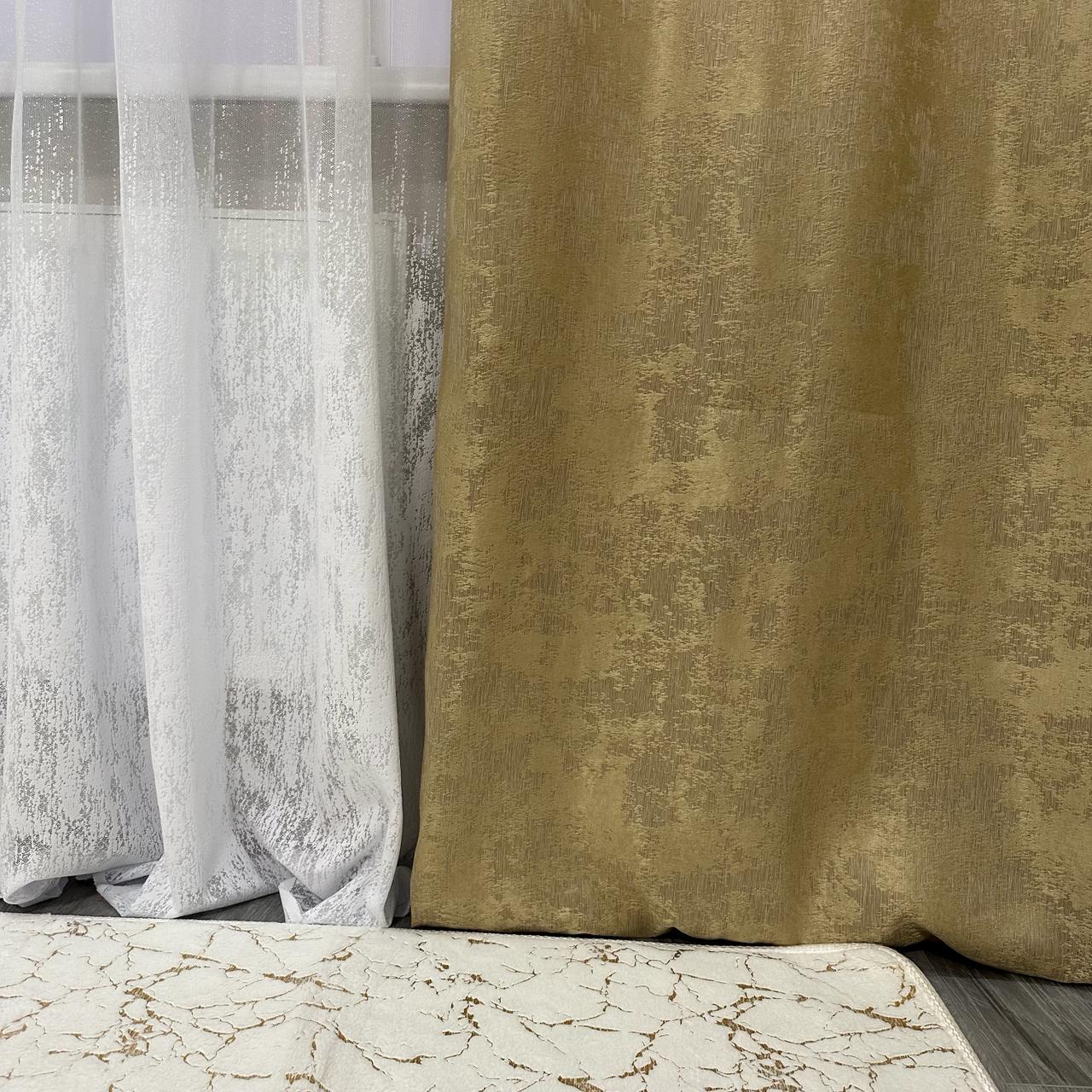 Шторы жаккардовые с мраморным узором среднее затемнение 1,5x2,7 м 2 шт. Золотой (К1039-12) - фото 6 Шторы жаккардовые с мраморным узором среднее затемнение 1,5x2,7 м 2 шт. Золотой (К1039-12) - фото 6