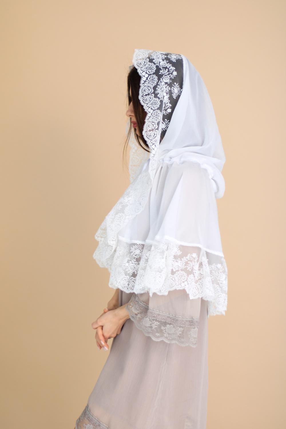 Палантин для храма на голову Белый (п015)