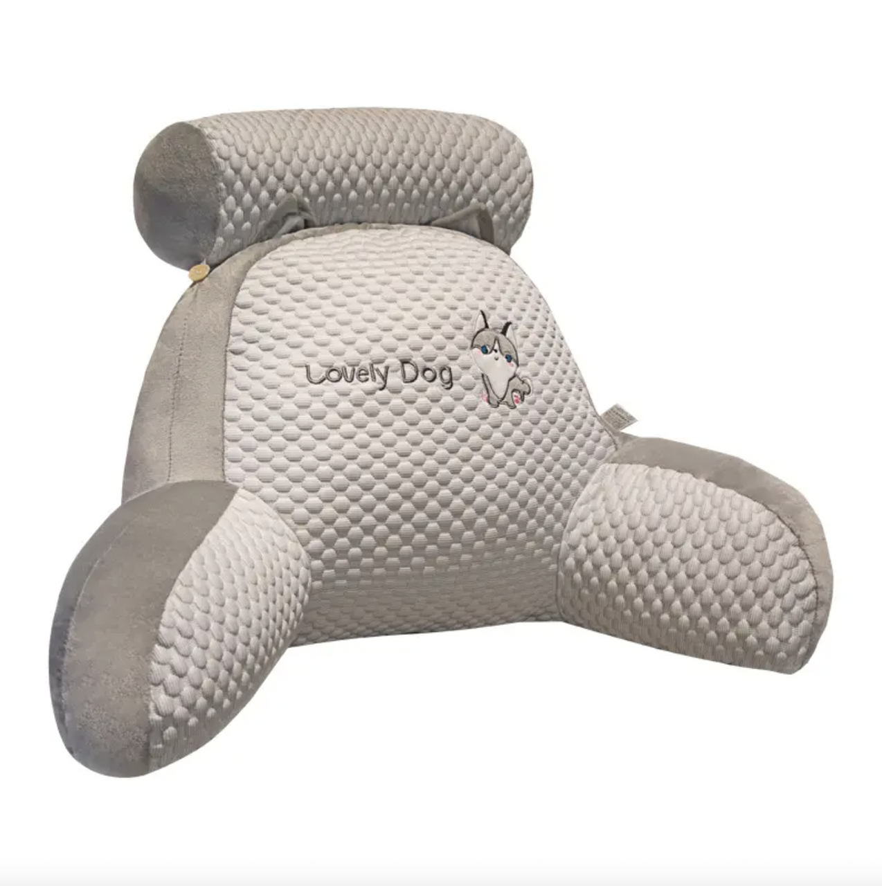 Подушка-спинка м'яка для читання з додатковою подушкою що знімається 60х40 см Біло-сірий Подушка-спинка м'яка для читання з додатковою подушкою що знімається 60х40 см Біло-сірий