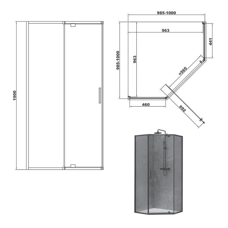 Душевая кабина Devit ART 2.0 FEN0240B 100x100x190 см Черный (168337) - фото 2