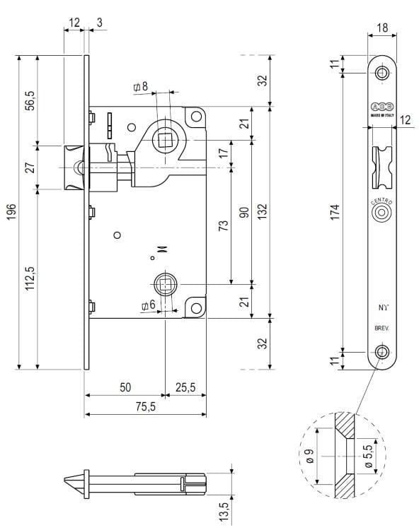 Замок врезной межкомнатный AGB Centro WC 90/50 мм Латунь (B01013.50.03) - фото 3 Замок врезной межкомнатный AGB Centro WC 90/50 мм Латунь (B01013.50.03) - фото 3