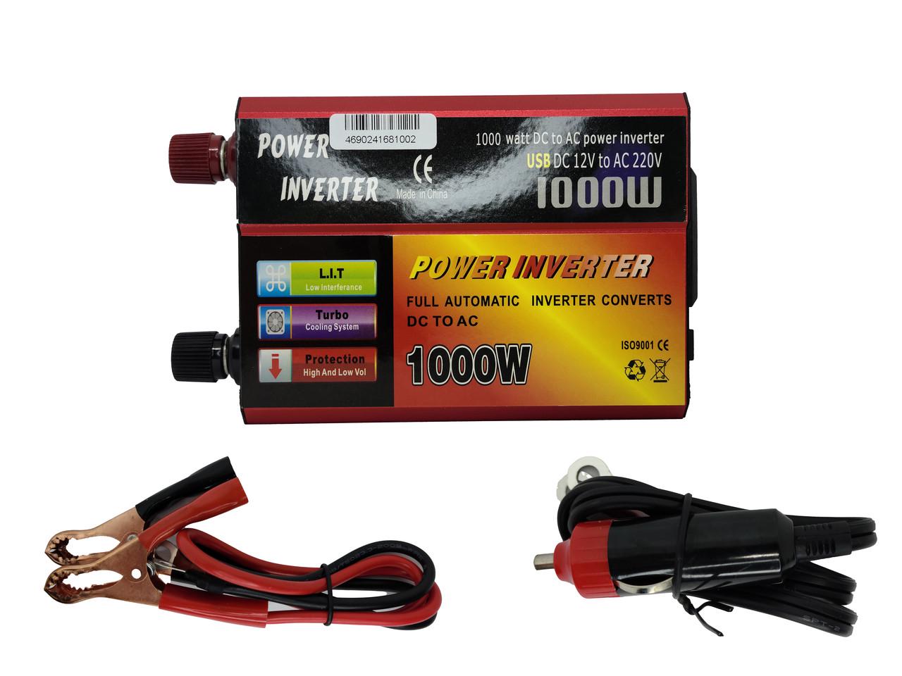 Преобразователь напряжения Power inverter 12-220V 1000W (12990383)