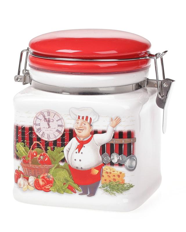 Банка керамическая Шеф-повар 450 мл квадратная с металлической затяжкой (BD-DM5822-A)