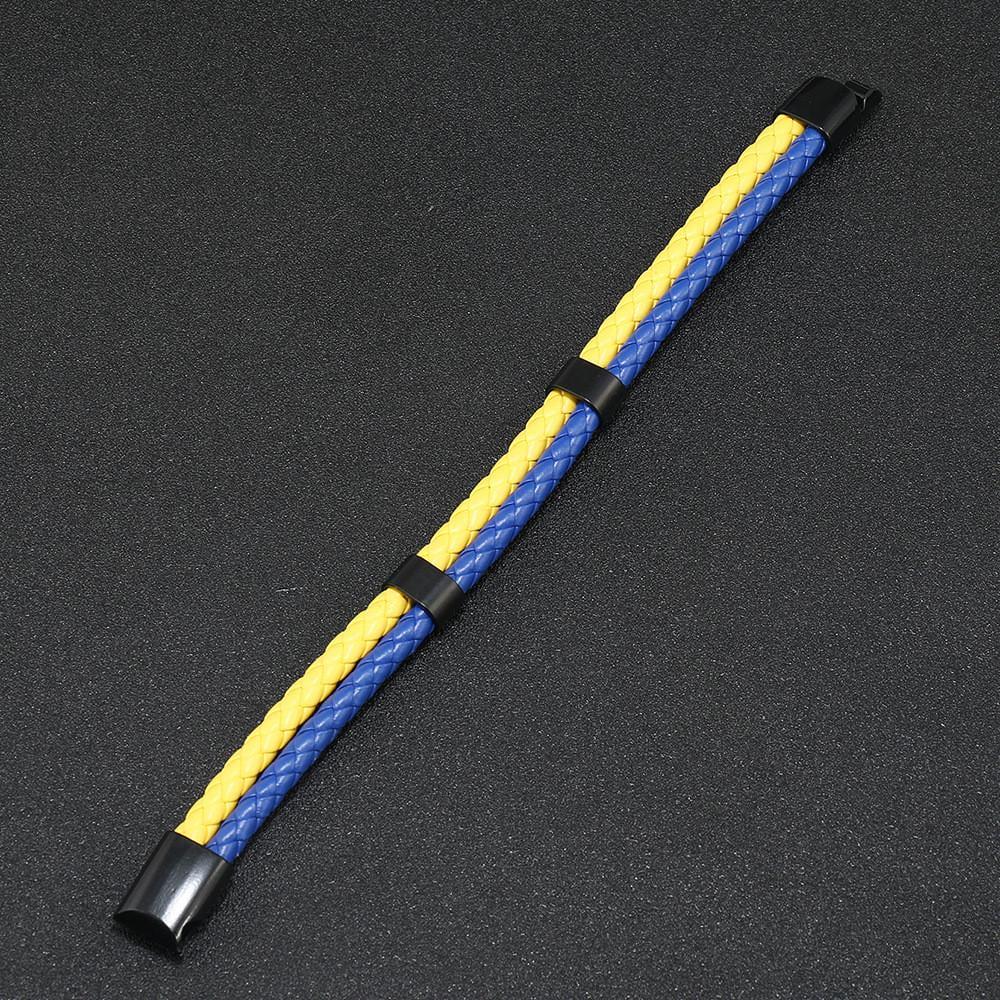 Браслет на руку патриотический плетеный с магнитной застежкой р. 21 Желто-голубой (1759681234) - фото 5