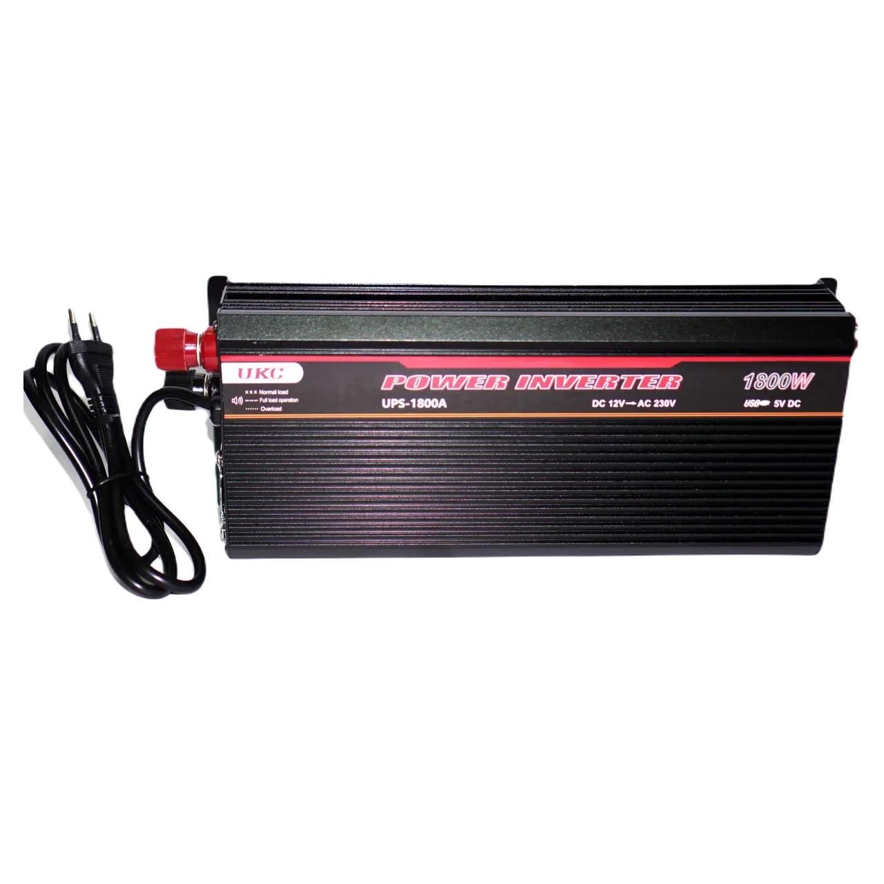 Преобразователь напряжения инвертор UKC UPS-1800A 1800W DC/AC 12V-230V с зарядкой Black (3_05062) - фото 2 Преобразователь напряжения инвертор UKC UPS-1800A 1800W DC/AC 12V-230V с зарядкой Black (3_05062) - фото 2