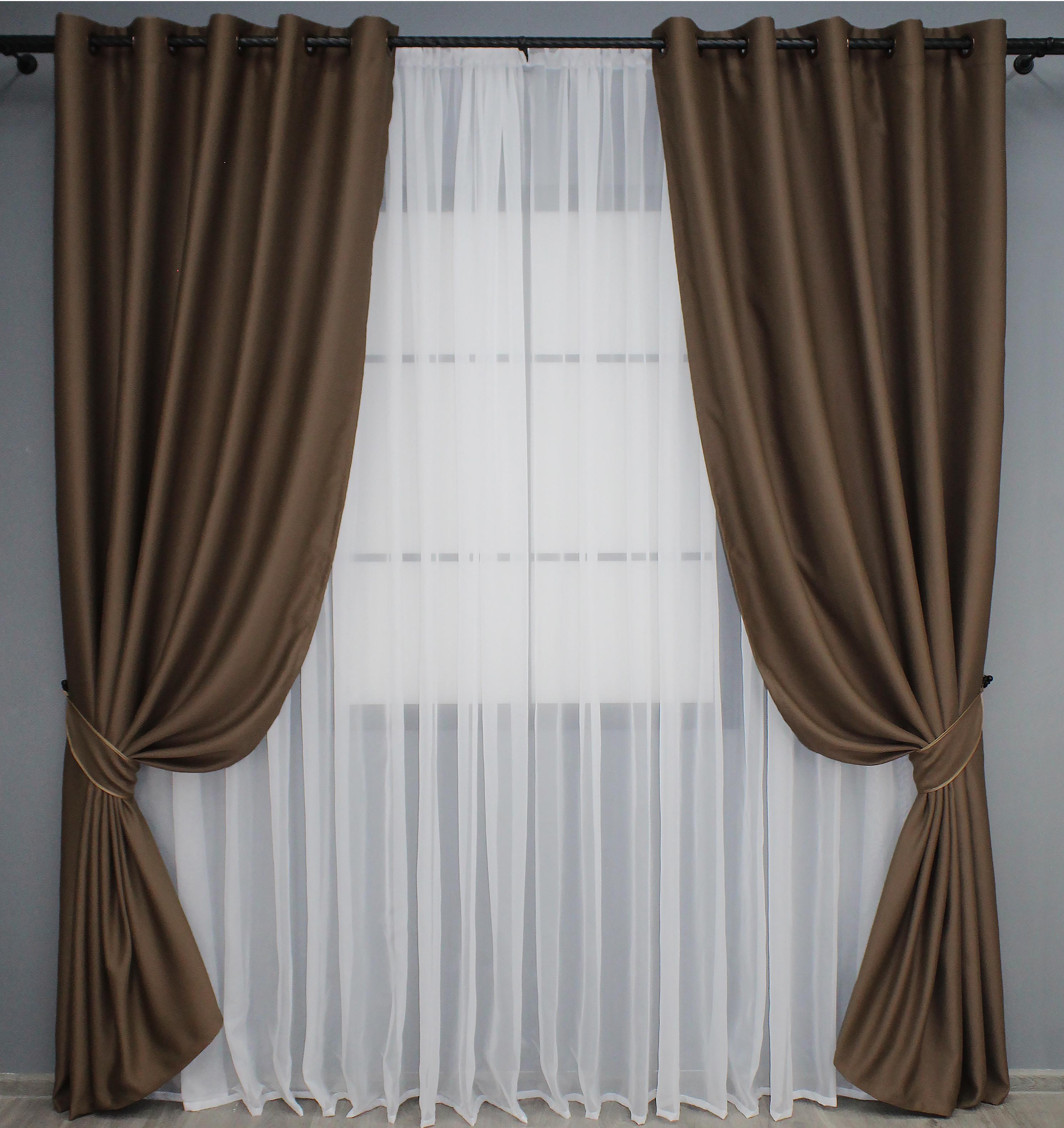 Комплект штор на люверсах VR-Textil Блэкаут Bagema Rvs № 1238ш 150х250 см 2 шт. Шоколадный (37-0024) - фото 1 Комплект штор на люверсах VR-Textil Блэкаут Bagema Rvs № 1238ш 150х250 см 2 шт. Шоколадный (37-0024) - фото 1