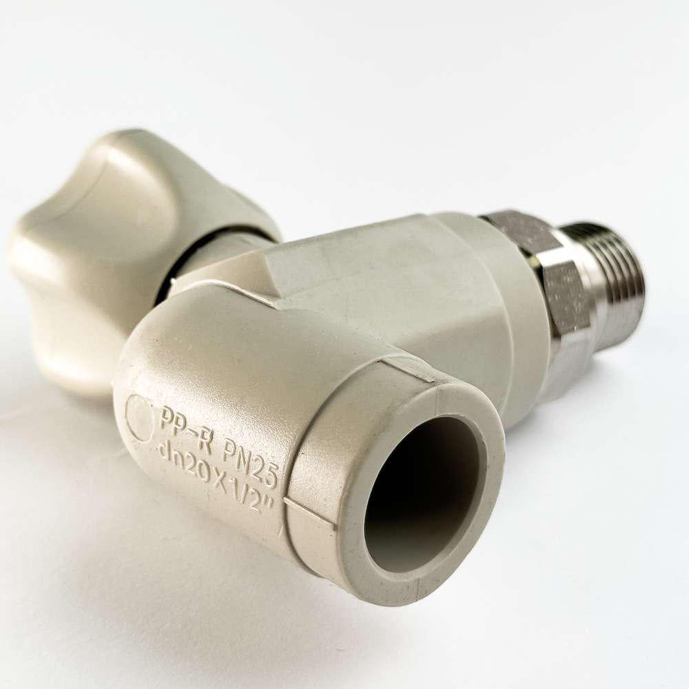 Кран радиаторный угловой PP-R SANTAN шаровой с накидной гайкой 20 мм х 1/2" (53943) - фото 3