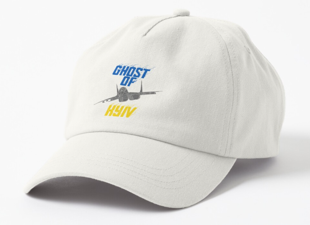 Кепка унисекс Malfini с патриотическим принтом и надписью "Ghost of Kyiv" Белый (УКР69К-1690112170)
