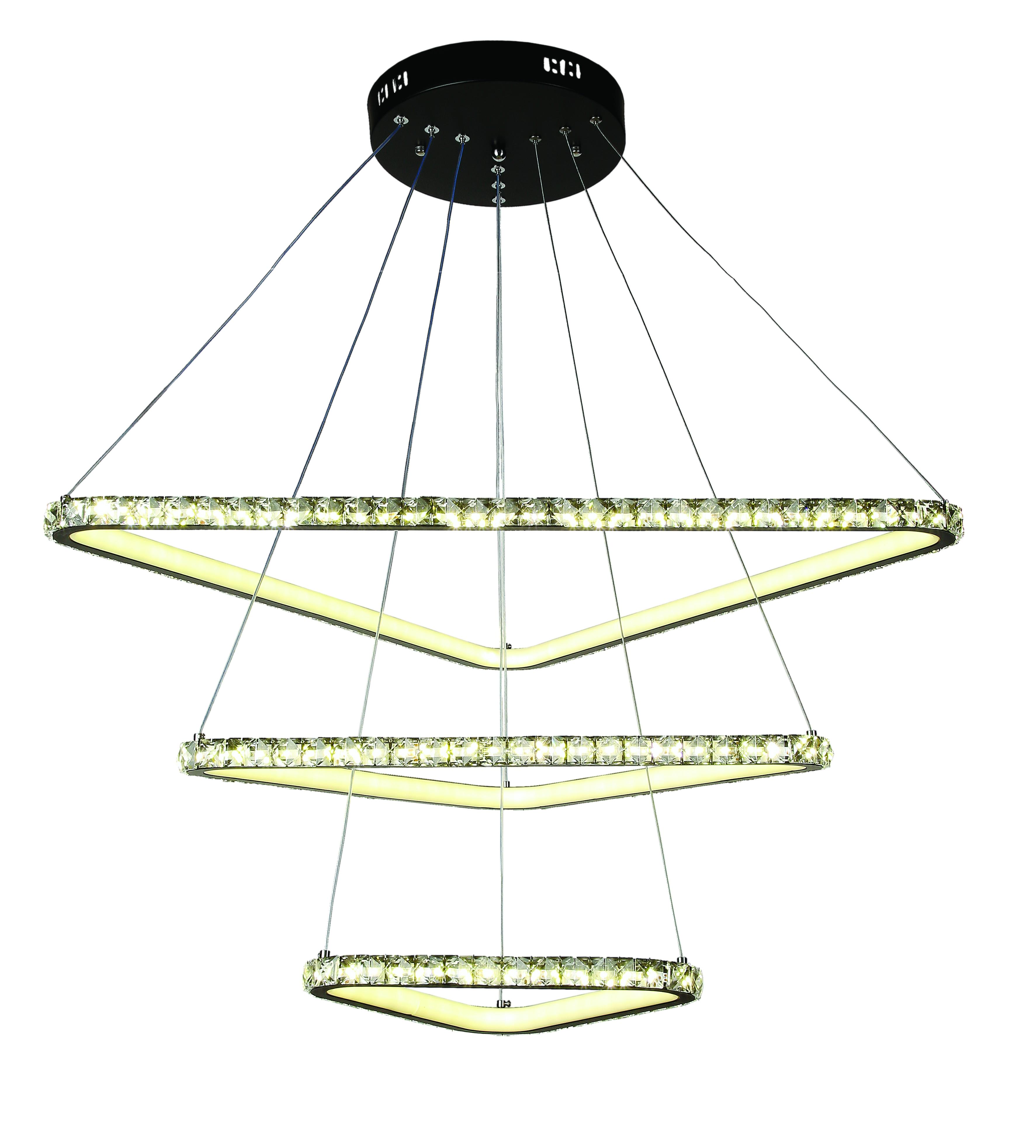 Люстра світлодіодна з камінням 120W Чорний (801-L7071+3 ВК)