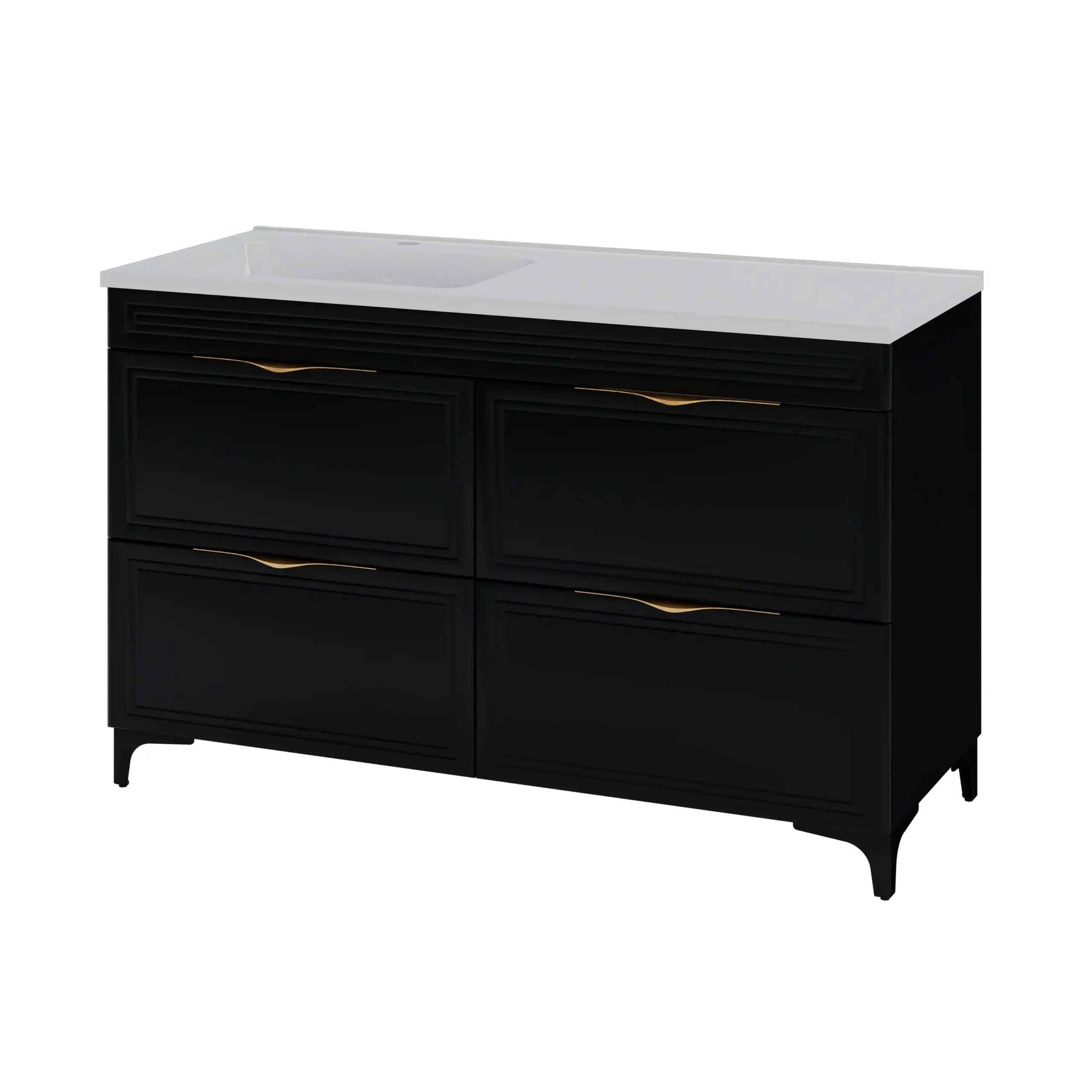 Тумба для ванной Van Mebles Эстель 1200x450 R напольная с умывальником Родео 120 Черный (MRT-000008352)