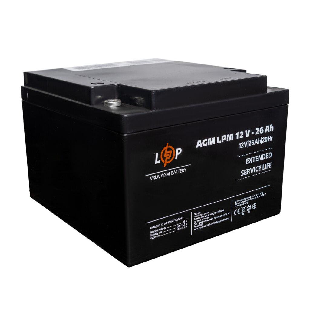 Акумулятор LogicPower AGM LPM 12V 26 Ah для ДБЖ свинцево-кислотний 400 циклів з кріпленням під болт М5 (616870) - фото 3