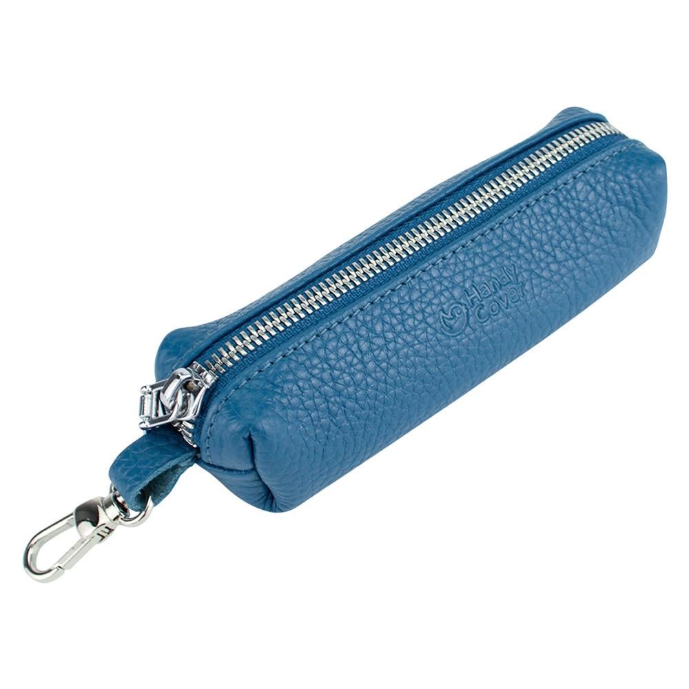 Ключница кожаная женская HC-110 на молнии Темно-голубой