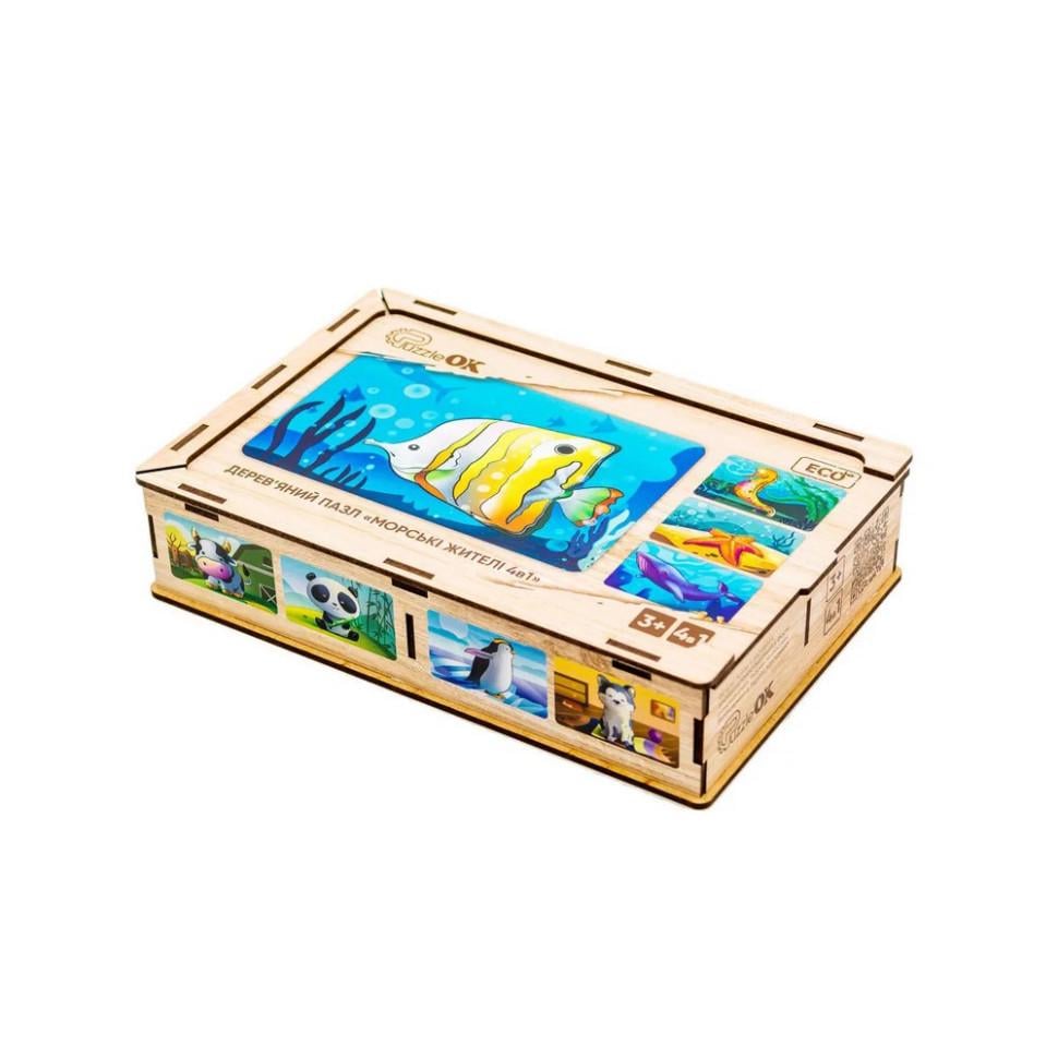 Пазли дерев'яні PuzzleOK Морські жителі 80 пр. 20х10 см (IP-177-P-1132) Пазли дерев'яні PuzzleOK Морські жителі 80 пр. 20х10 см (IP-177-P-1132)