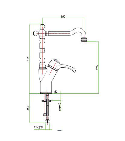 Смеситель для кухни с боковой ручкой ретро SANTAN JAFAR 47CR4322 - фото 2 Смеситель для кухни с боковой ручкой ретро SANTAN JAFAR 47CR4322 - фото 2