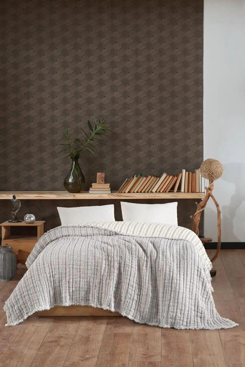 Покрывало муслиновое для двуспальной кровати воздухопроницаемое La Modno 230х250 см Серый (opt-105986) Покрывало муслиновое для двуспальной кровати воздухопроницаемое La Modno 230х250 см Серый (opt-105986)