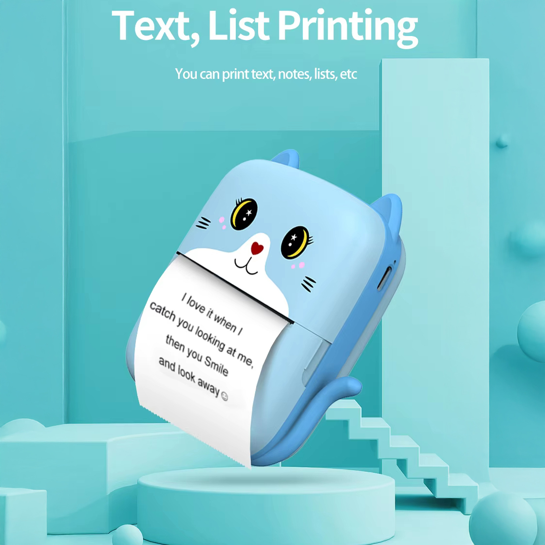 Детский термопринтер A8 Cat Printer Blue (31214270) - фото 3