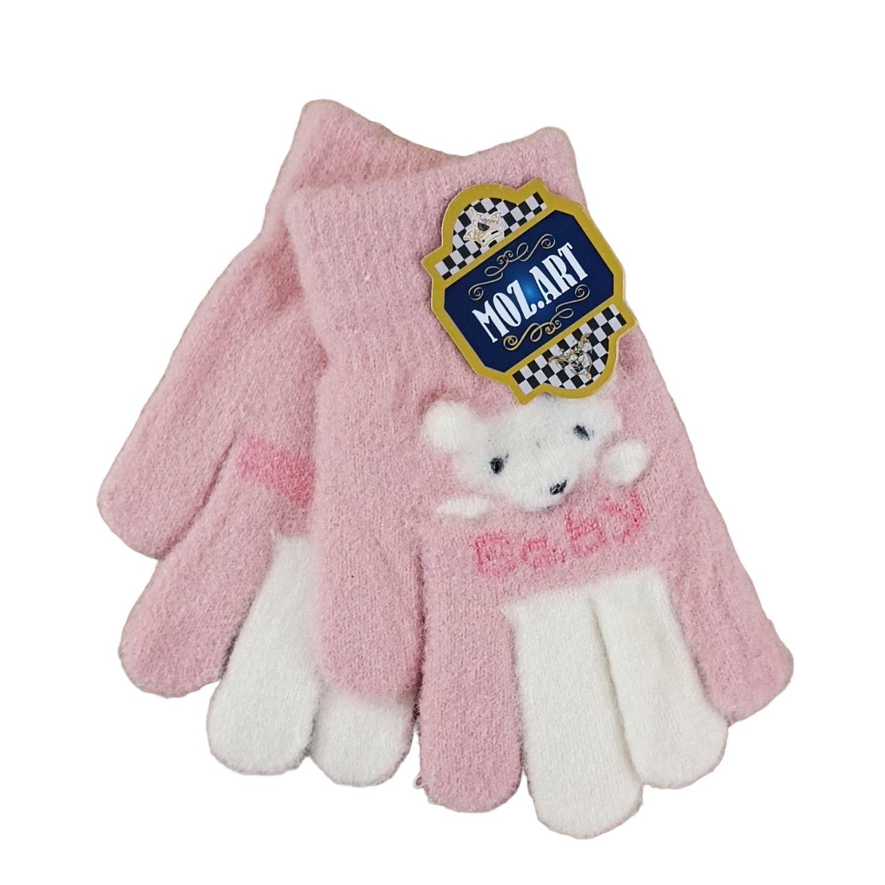 Перчатки детские Мишка 3D 5-8 лет Телесно-розовый (47436)