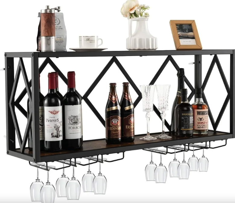 Стойка винная настенная Costway Asti в стиле Loft (4850)