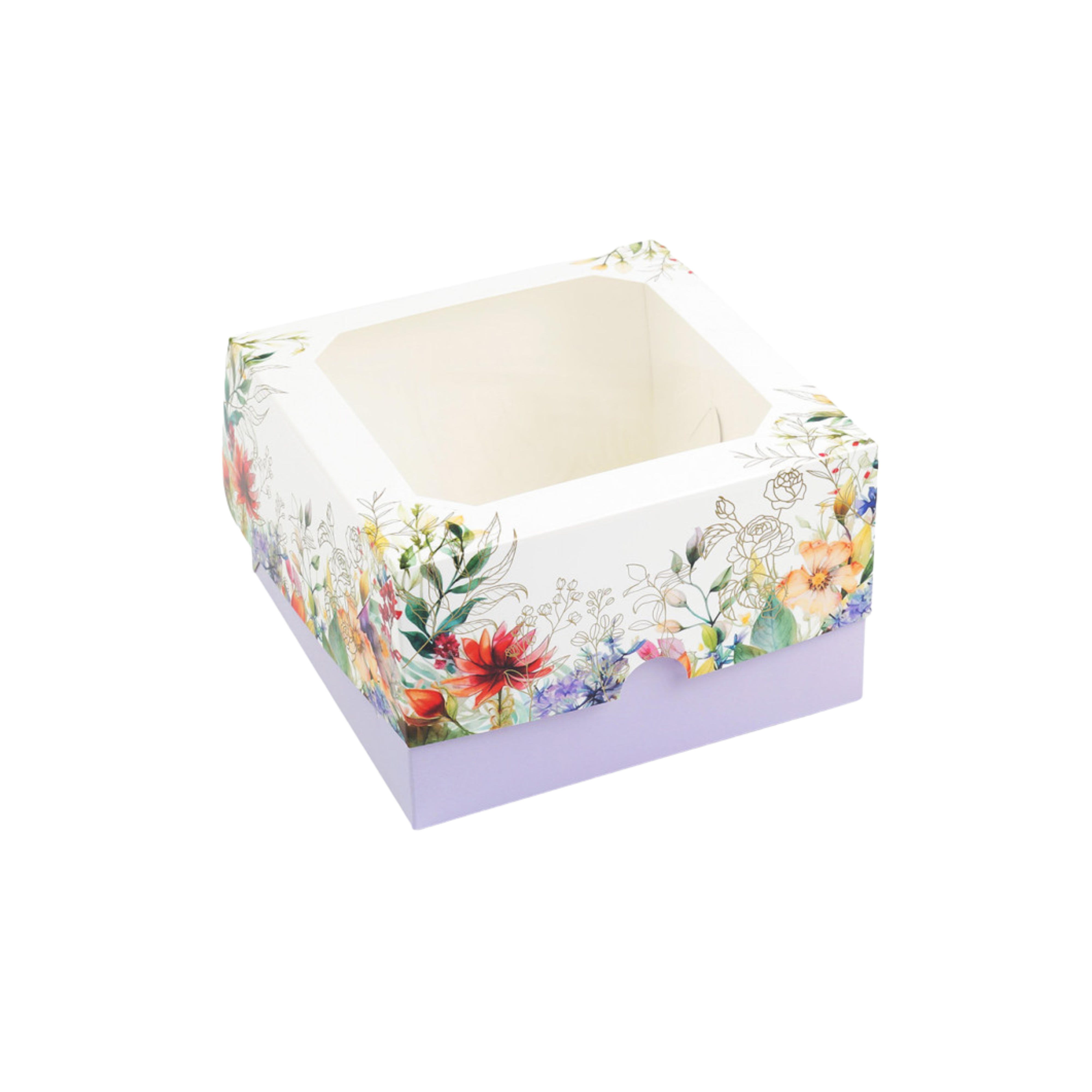 Коробка для бенто торта весенний Весенний принт 17х17х10,5 см (13514)