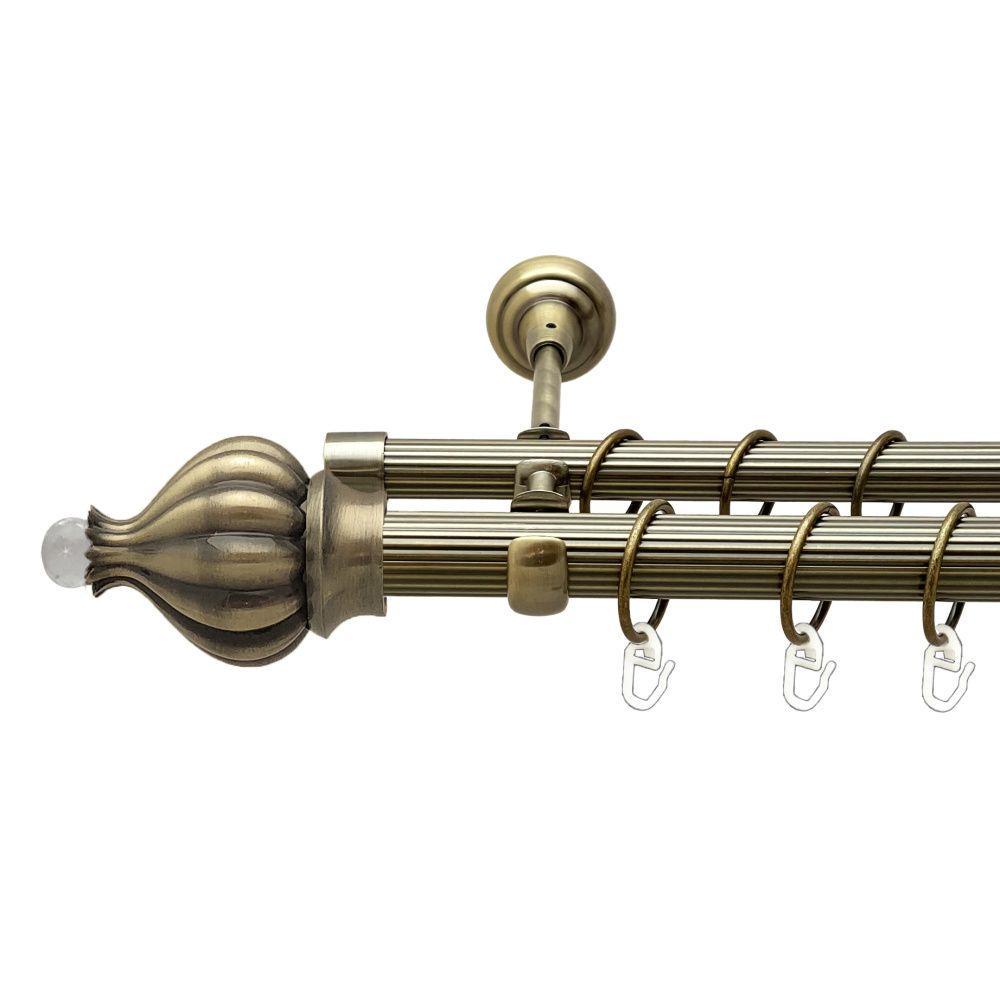 Карниз для штор Orvit Таджа-Кристалл двухрядный рифленый 300 см Антик (00-00017834)