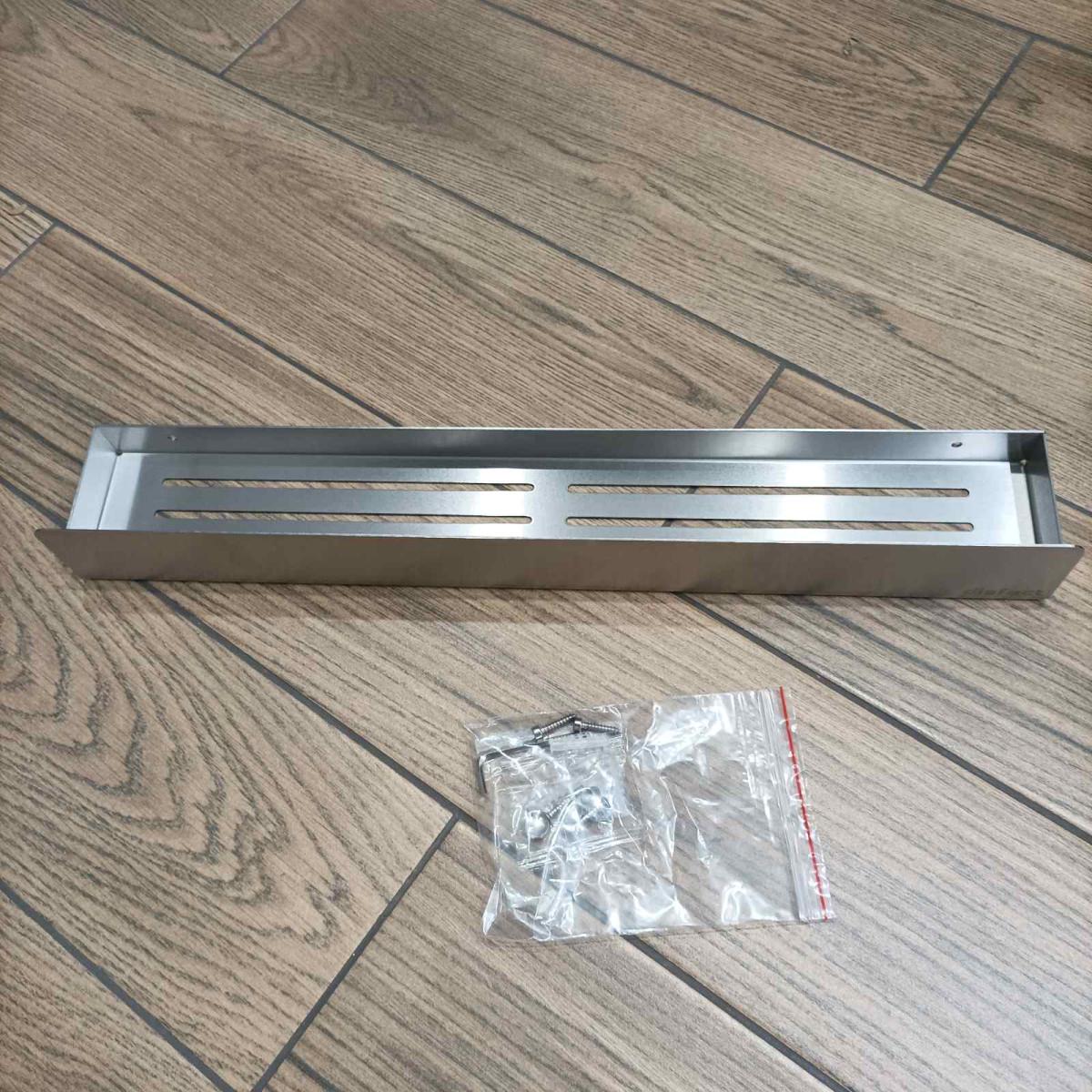 Полиця пряма відкрита Disfact HH-50 L-форми з нержавіючої сталі для ванної кімнати 50 см Сріблястий (3333) - фото 2