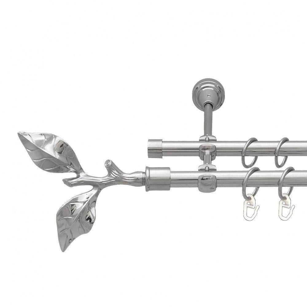 Карниз для штор Orvit Листок двухрядный гладкий 16\16 мм 240 см Хром (7387755)