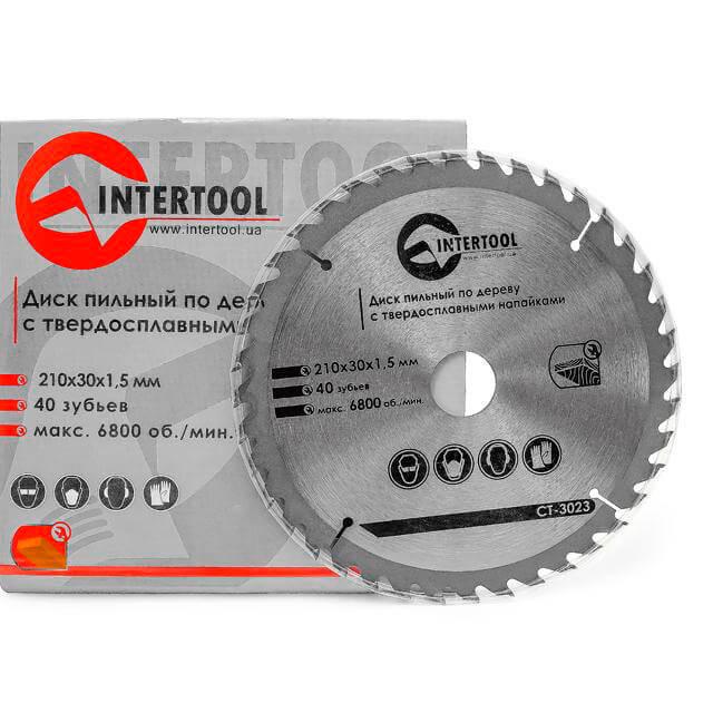 Диск пильный Intertool CT-3023 по древесине с твердосплавными напайками 210x30x1,5 мм 40 зубів 6800 об/хв (121120) - фото 3