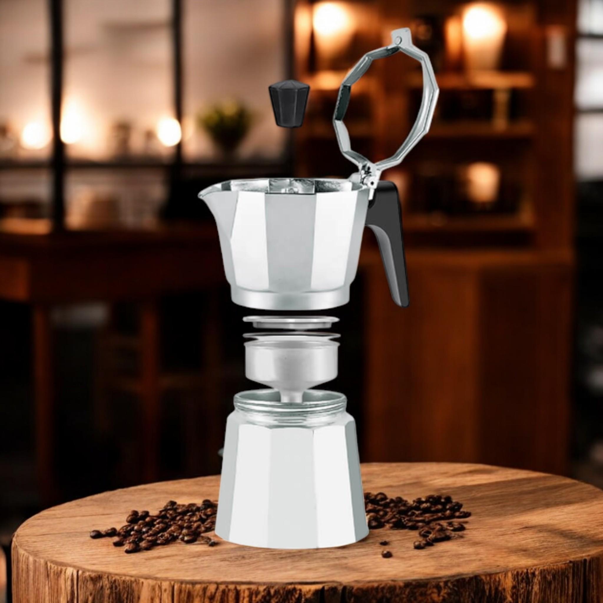 Кофеварка гейзерная Espresso Moka Maestro MR-1666-6 на 6 чашек алюминиевая 300 мл Silver (G_MR1666/6Silver) - фото 5 Кофеварка гейзерная Espresso Moka Maestro MR-1666-6 на 6 чашек алюминиевая 300 мл Silver (G_MR1666/6Silver) - фото 5