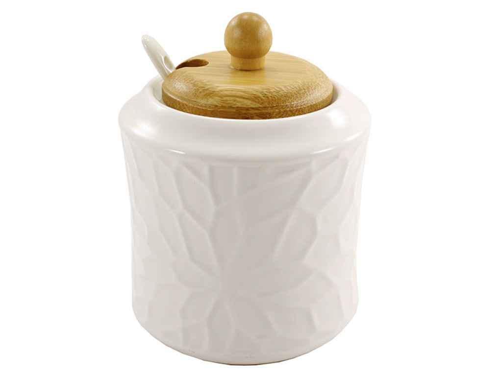 Сахарница Interos с ложкой и деревянной крышкой 380 мл (PJ03252-1)