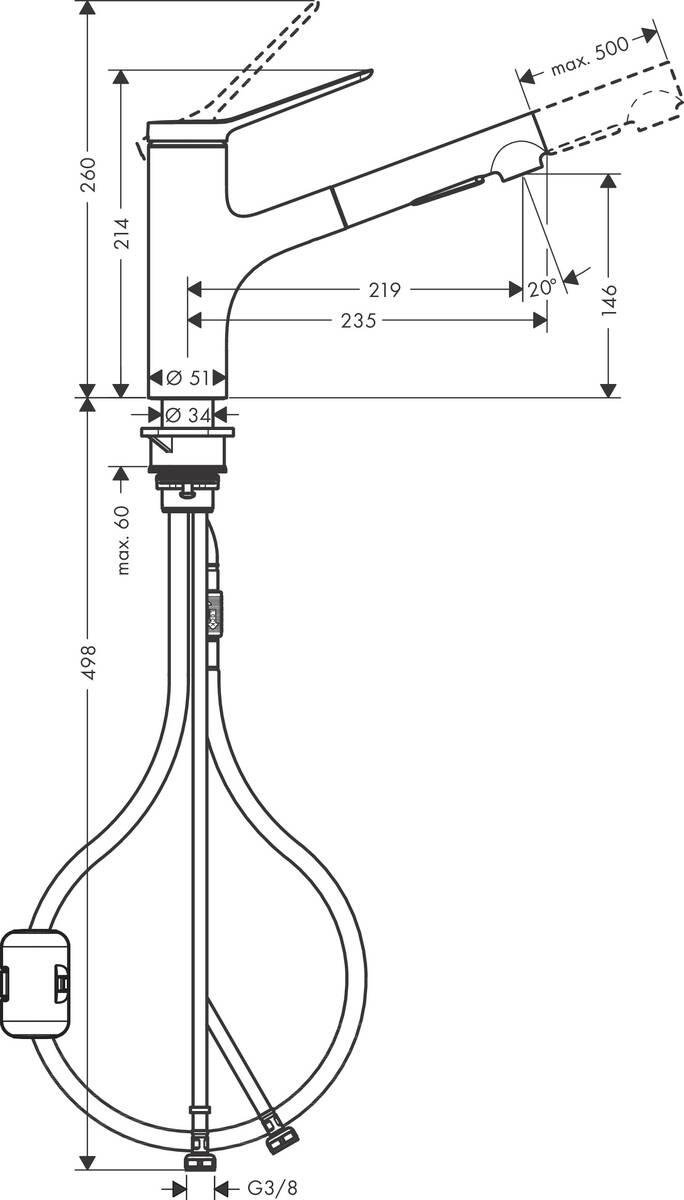 Смеситель для кухни Hansgrohe Zesis M33 150 2jet (74810000) - фото 4