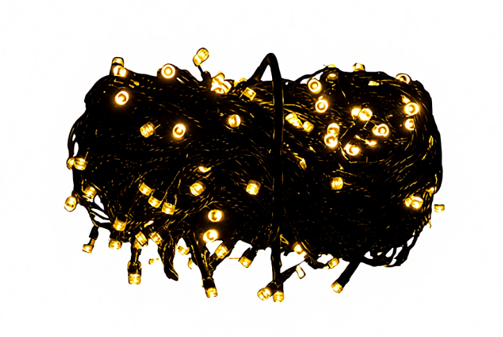 Гирлянда нить 180 LED 18 м черный провод Желтый - фото 4