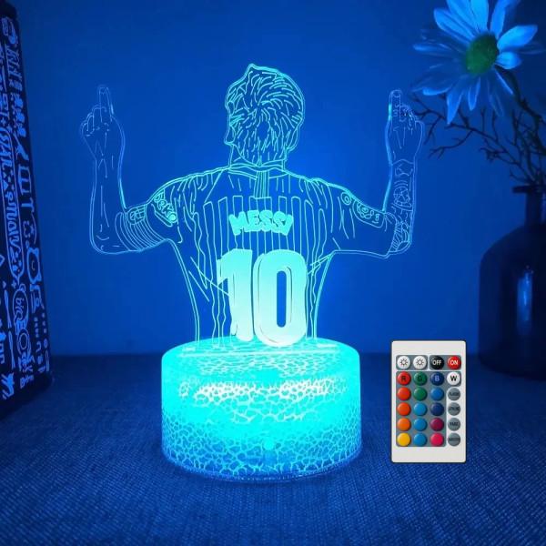 Ночник для комнаты 3D светодиодный Messi Football player 16 режимов/пульт управления/светящаяся основа